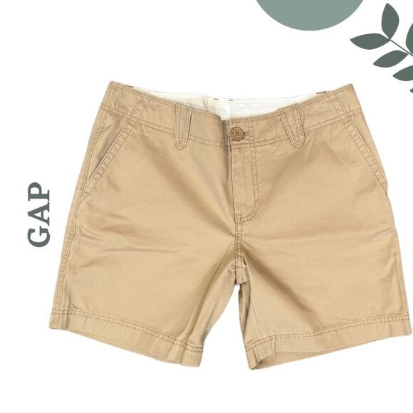 GAP Women’s Classic Khaki Chino Shorts | Mid Rise Cotton Stretch Size 8 - Picture 1 of 6